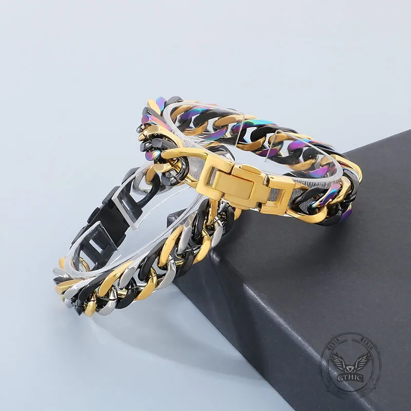 Punk Colorful Design Cuban Chain Stainless Steel Bracelet sold by GTHIC