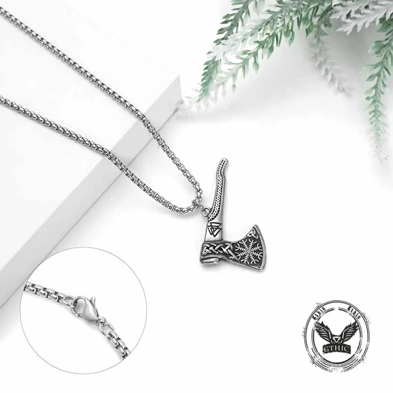 Viking Battle Axe Valknut Stainless Steel Pendant sold by GTHIC product image thumbnail 3