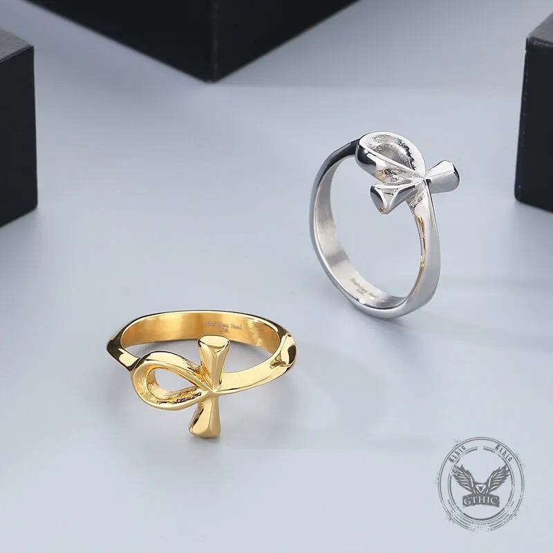 Simple Ancient Egyptian Ankh Cross Stainless Steel Ring sold by GTHIC