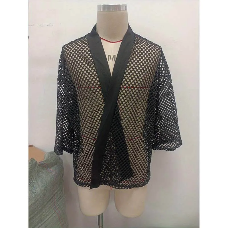 Fashion Mesh Hollow Long Sleeve Shawl Shirt sold by GTHIC product image thumbnail 4