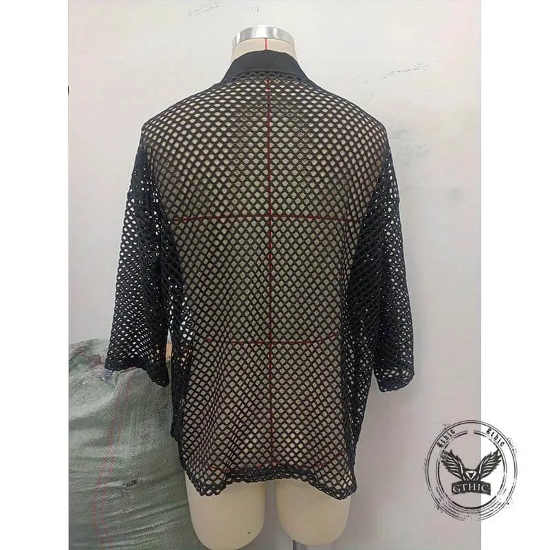 Fashion Mesh Hollow Long Sleeve Shawl Shirt sold by GTHIC product image thumbnail 5