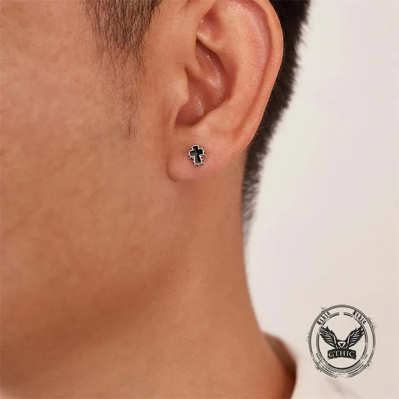 Personalized Drip Oil Cross Stainless Steel Earrings sold by GTHIC product image thumbnail 2