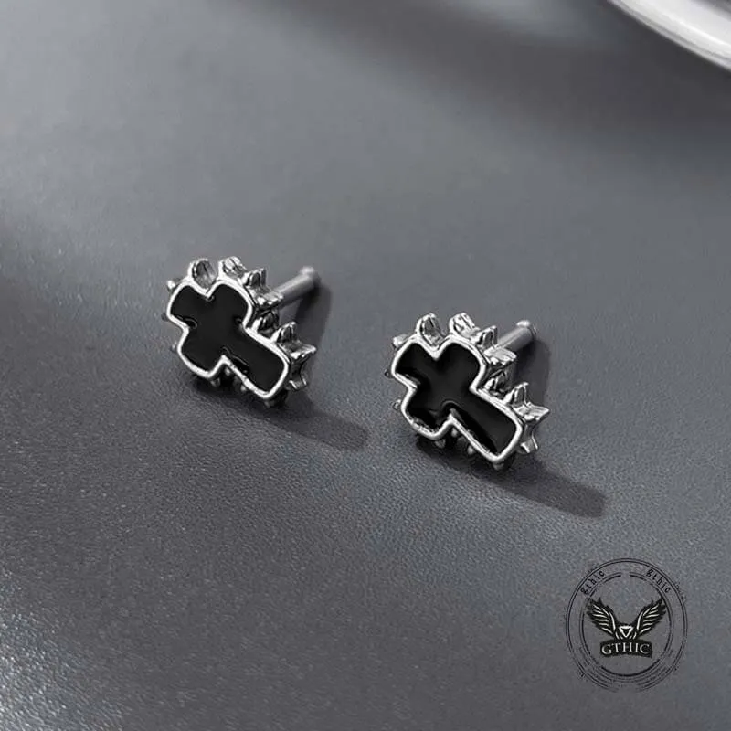 Personalized Drip Oil Cross Stainless Steel Earrings sold by GTHIC product image thumbnail 3