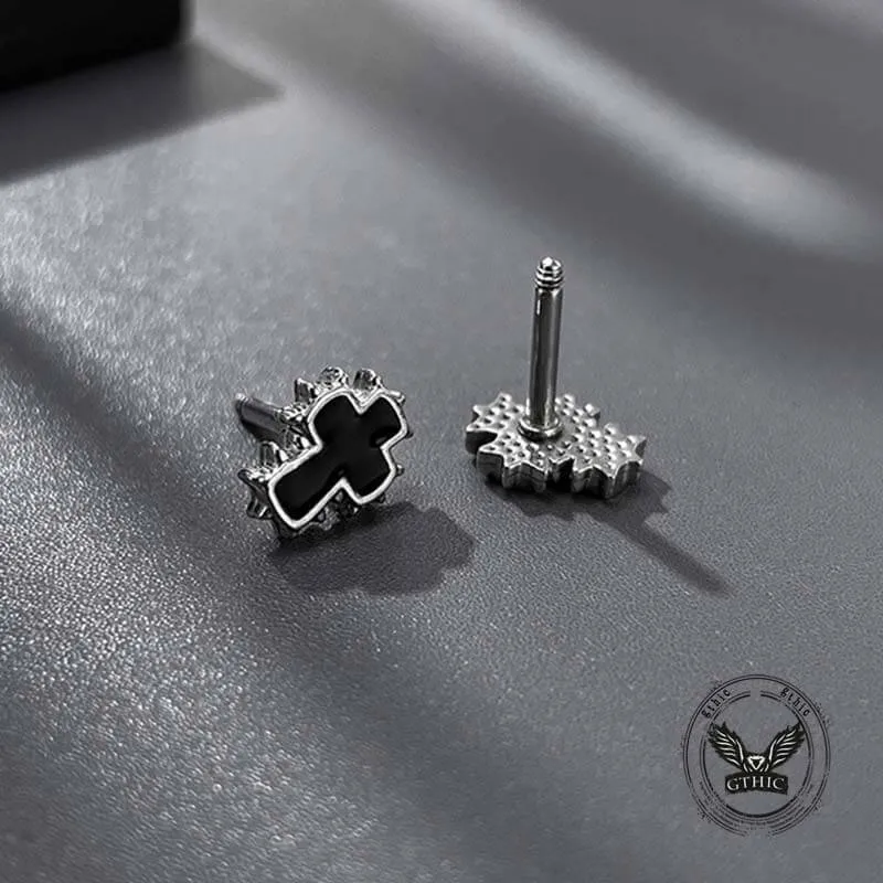 Personalized Drip Oil Cross Stainless Steel Earrings sold by GTHIC product image thumbnail 5