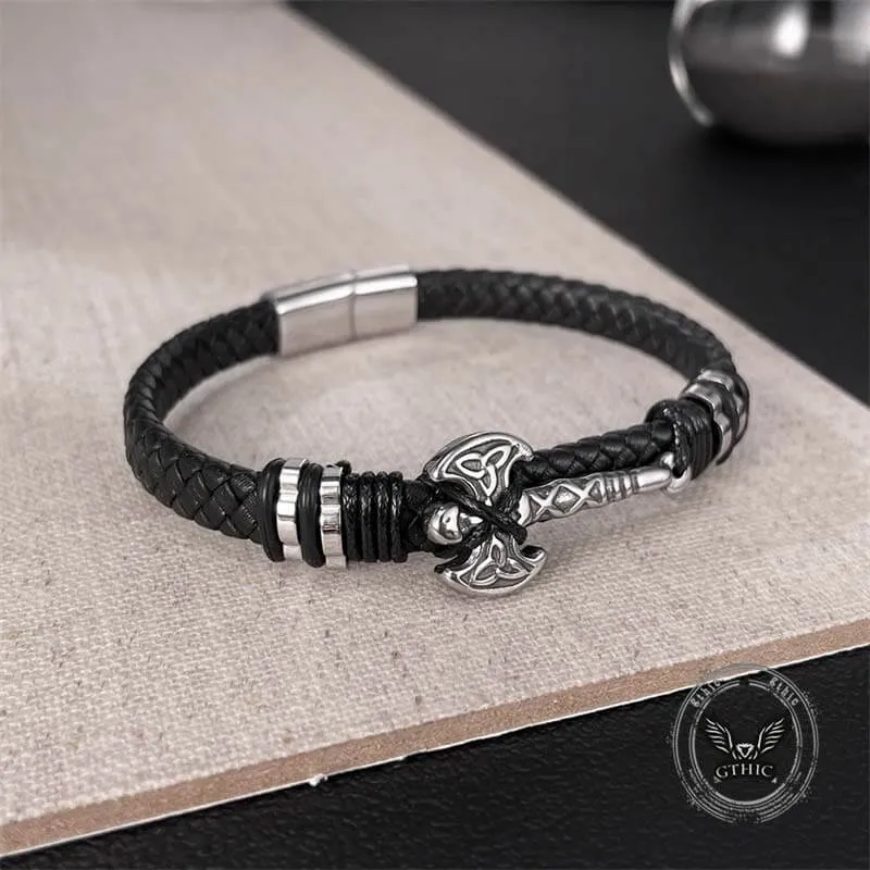 Celtic Knot Axe Stainless Steel Leather Bracelet sold by GTHIC product image thumbnail 3