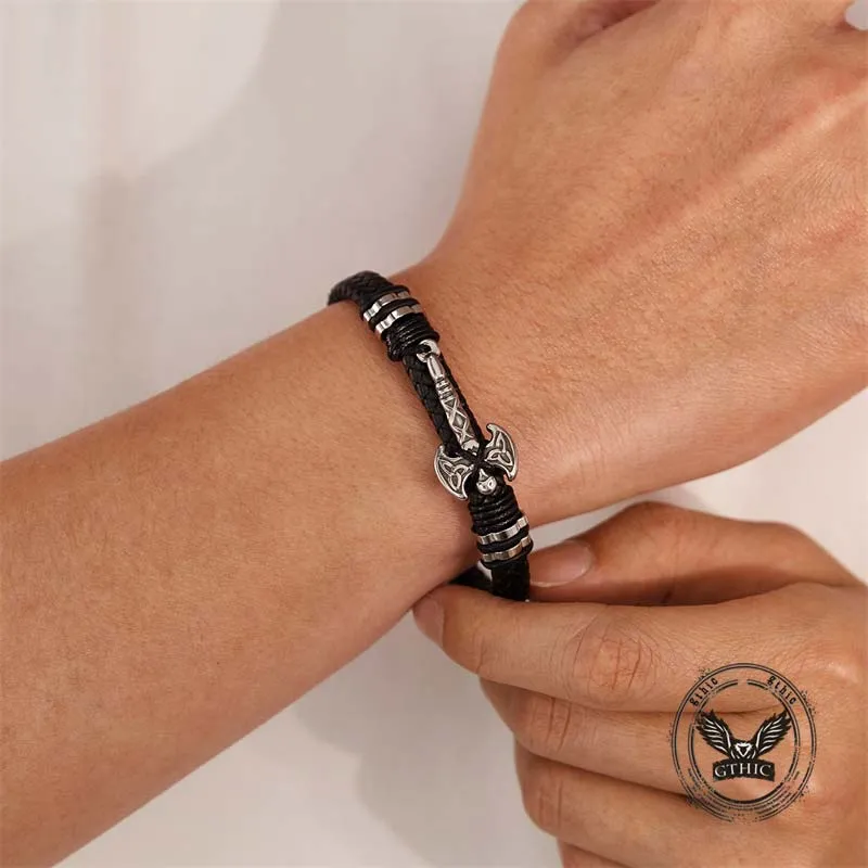 Celtic Knot Axe Stainless Steel Leather Bracelet sold by GTHIC product image thumbnail 2