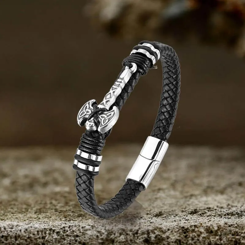 Celtic Knot Axe Stainless Steel Leather Bracelet sold by GTHIC product image thumbnail 5