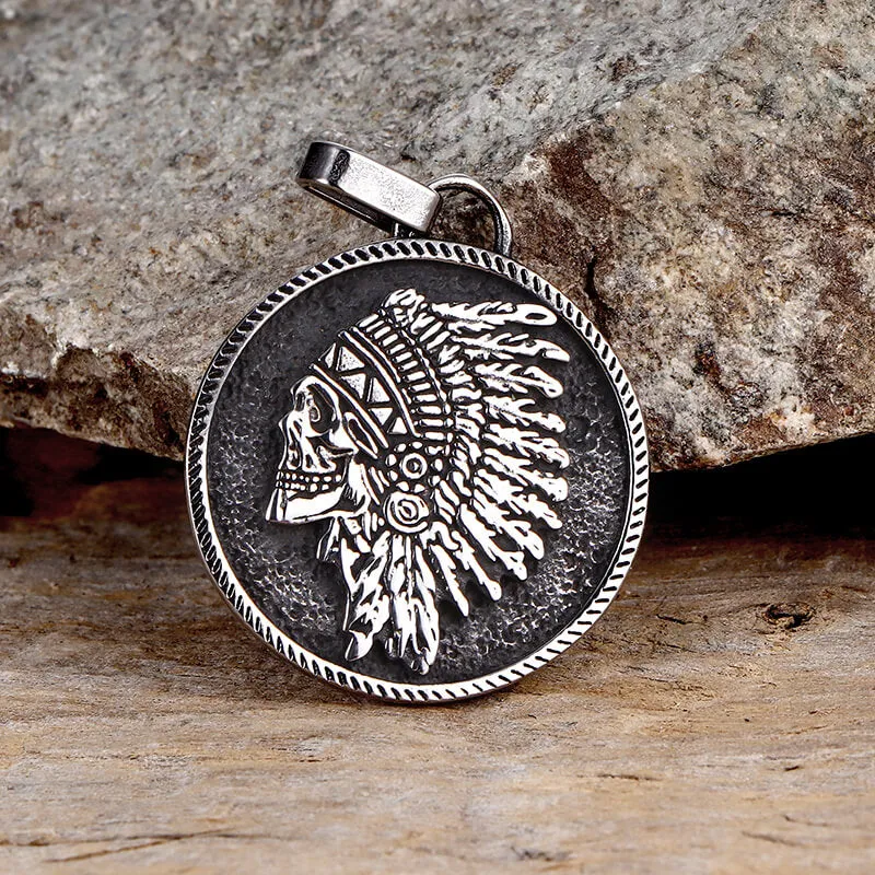 Indian Chief Skull Stainless Steel Pendant sold by GTHIC