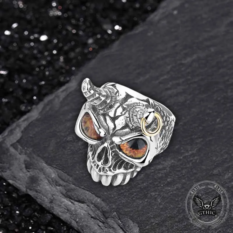 Gothic Horn Skull Devil Eye Stainless Steel Ring sold by GTHIC product image thumbnail 3