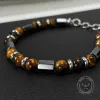 Simple Tiger Eye Stone Beaded Stainless Steel Bracelet sold by GTHIC
