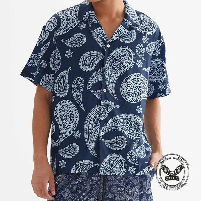 Fashion Paisley Print Loose Short Sleeve Shirt sold by GTHIC
