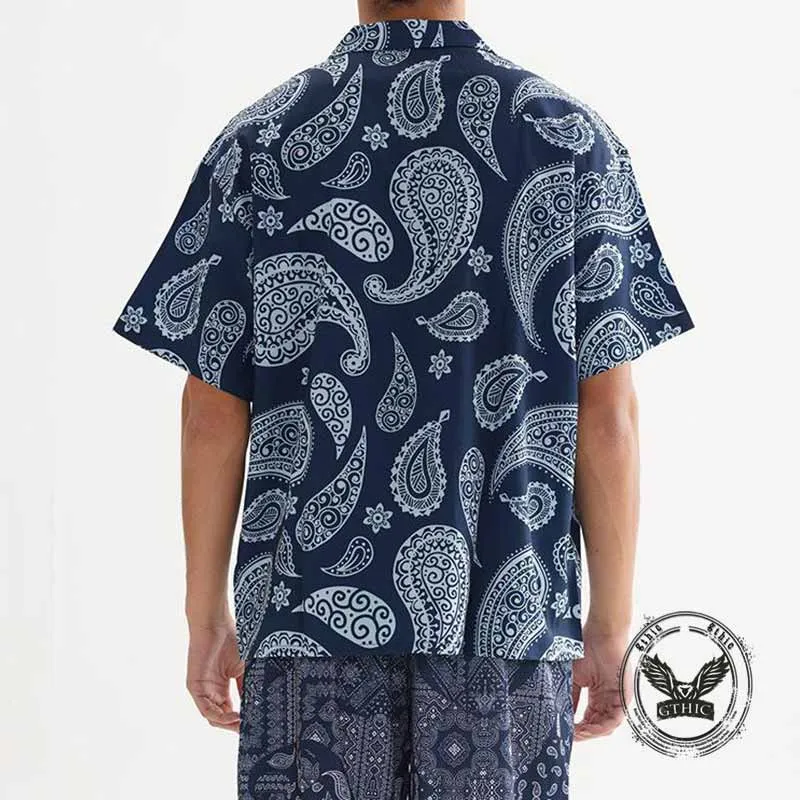 Fashion Paisley Print Loose Short Sleeve Shirt sold by GTHIC product image thumbnail 2