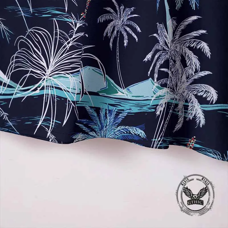 Fashion Beach Botanical Print Casual Lapel Polo Shirt sold by GTHIC product image thumbnail 5