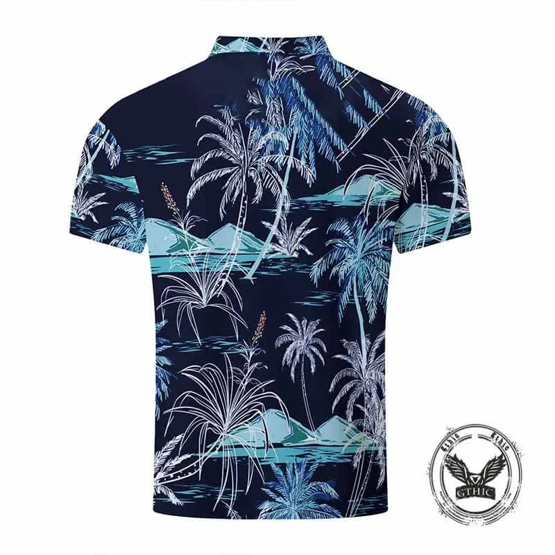 Fashion Beach Botanical Print Casual Lapel Polo Shirt sold by GTHIC product image thumbnail 2