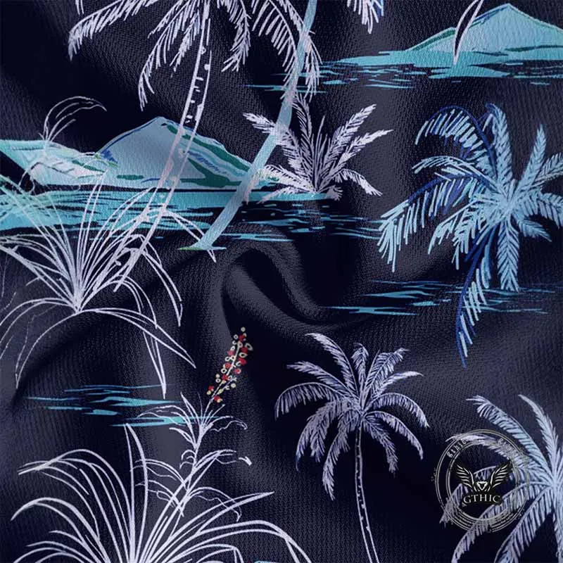 Fashion Beach Botanical Print Casual Lapel Polo Shirt sold by GTHIC product image thumbnail 4