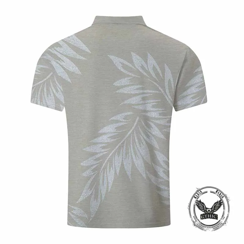 Fashion Leaf Print Short Sleeve Lapel Polo Shirt sold by GTHIC product image thumbnail 2