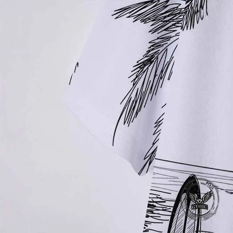 Fashion Beach Coconut Tree Print Lapel Polo Shirt sold by GTHIC product image thumbnail 3