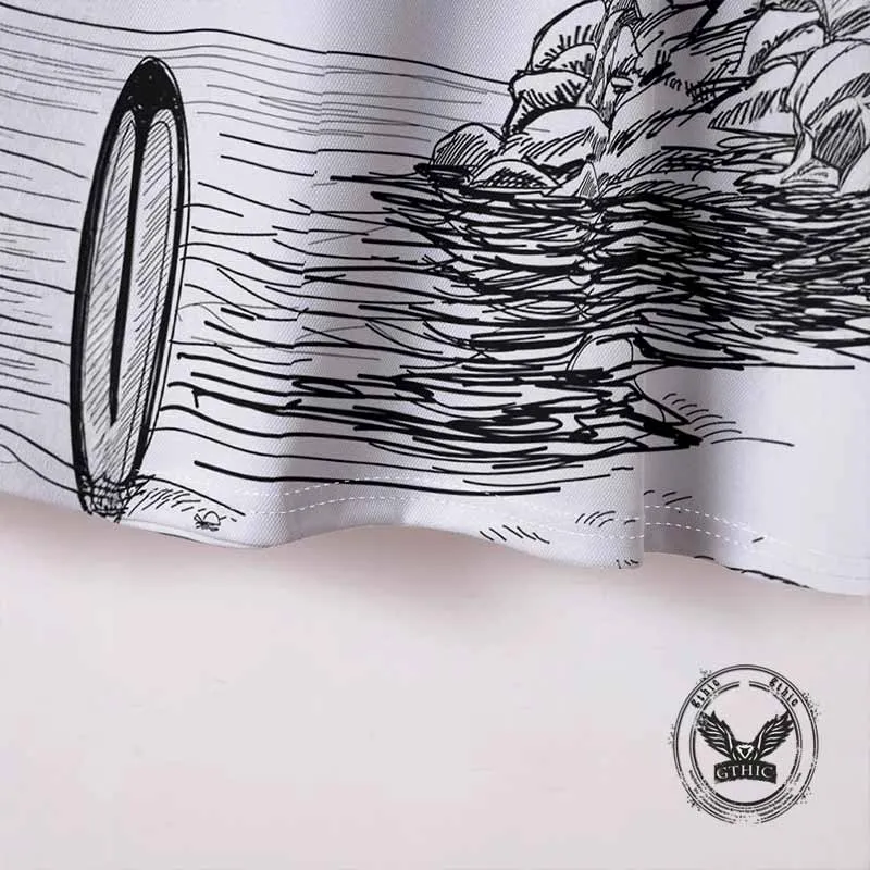 Fashion Beach Coconut Tree Print Lapel Polo Shirt sold by GTHIC product image thumbnail 5