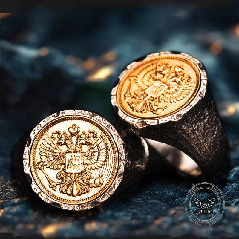 Victory Wings Double Headed Eagle Sterling Silver Ring sold by GTHIC