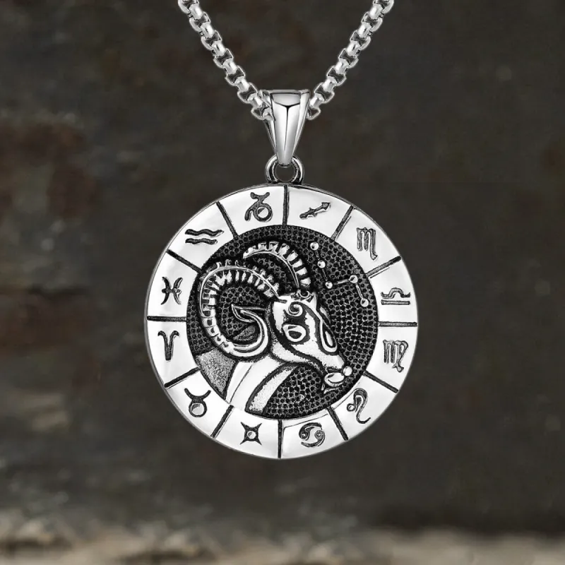 12 Constellation Divination Stainless Steel Pendant made by GTHIC
