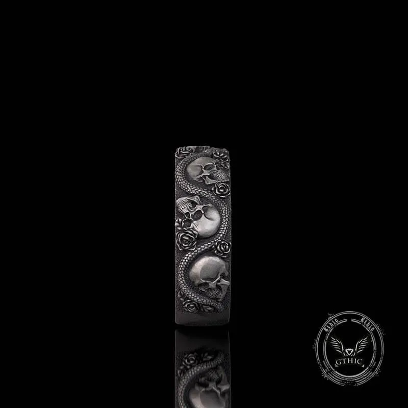 Gothic Rose Skull Snake Sterling Silver Ring sold by GTHIC product image thumbnail 4