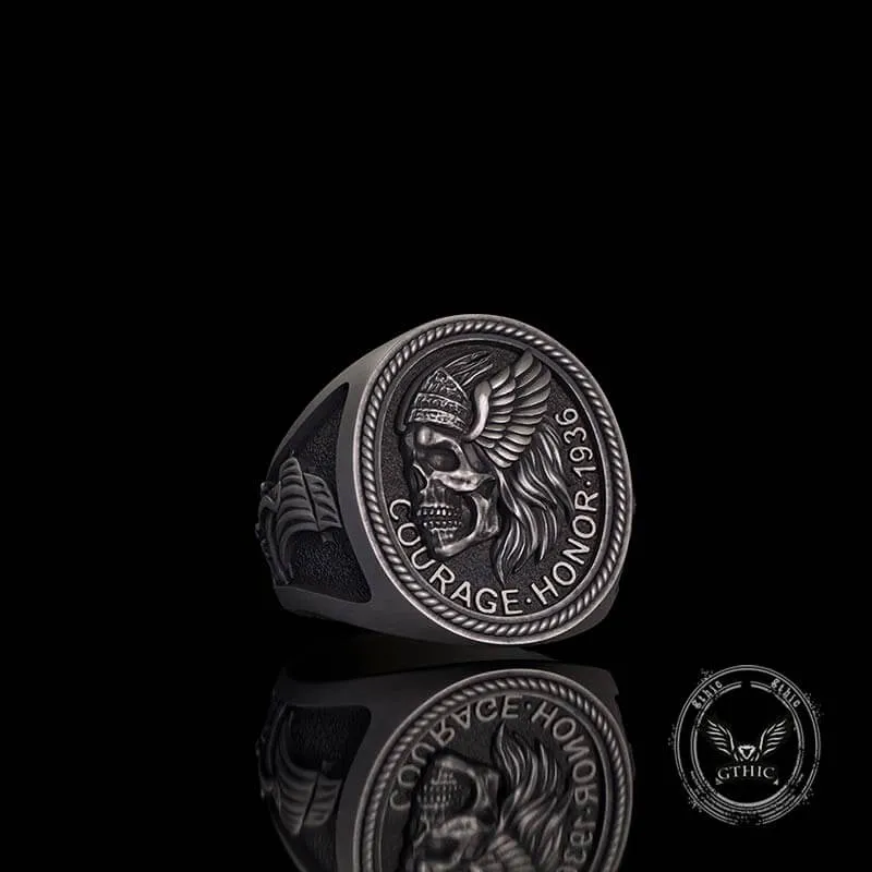1936 Pirate Skull Sailboat Eagle Sterling Silver Ring sold by GTHIC product image thumbnail 5