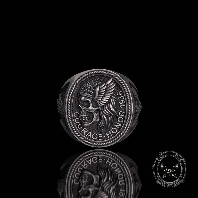 1936 Pirate Skull Sailboat Eagle Sterling Silver Ring sold by GTHIC product image thumbnail 2