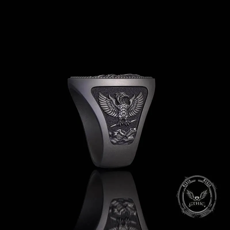 1936 Pirate Skull Sailboat Eagle Sterling Silver Ring sold by GTHIC product image thumbnail 4