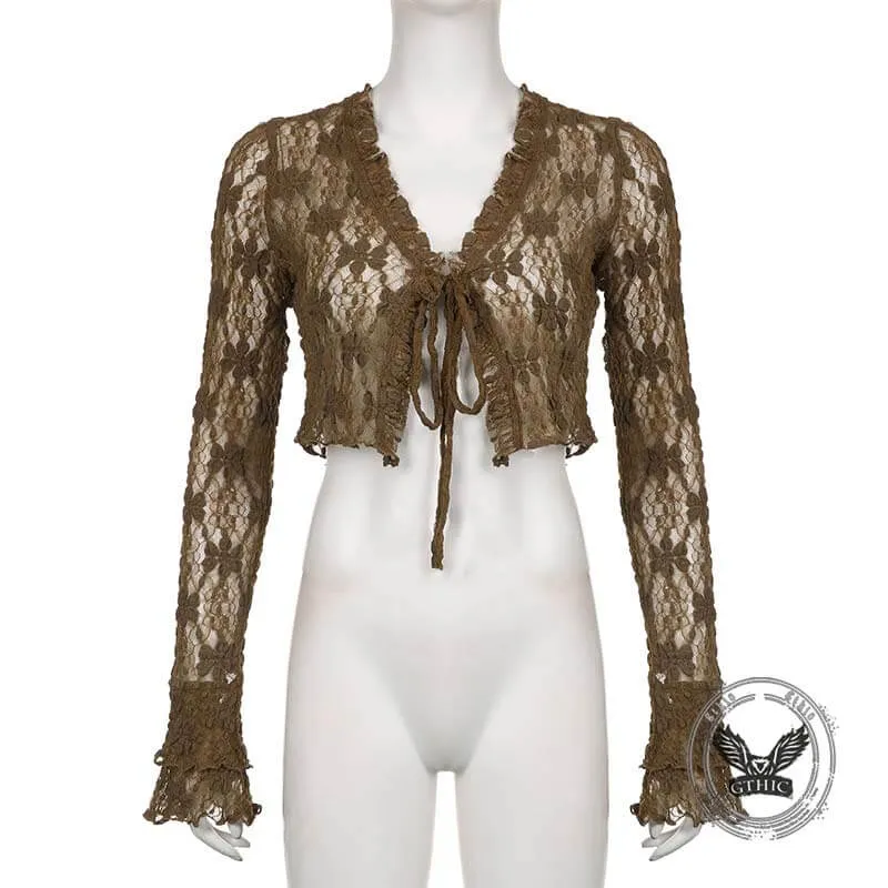 American Holiday Style Fur Edge Fringe Crop Top sold by GTHIC product image thumbnail 5