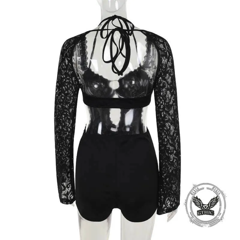 Sexy Hollow Backless Lace Halter Neck Jumpsuit sold by GTHIC product image thumbnail 4