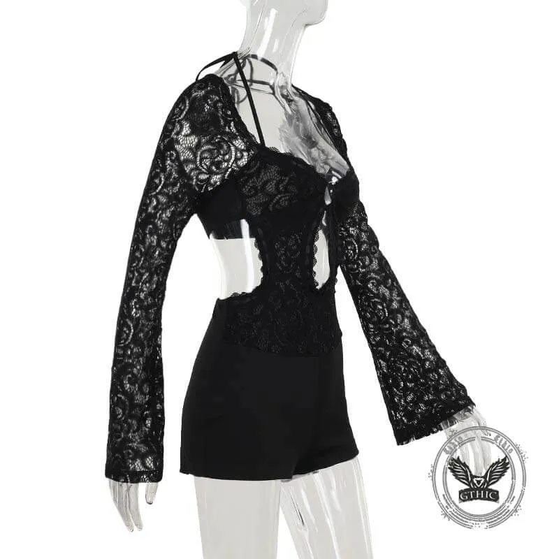 Sexy Hollow Backless Lace Halter Neck Jumpsuit sold by GTHIC product image thumbnail 3