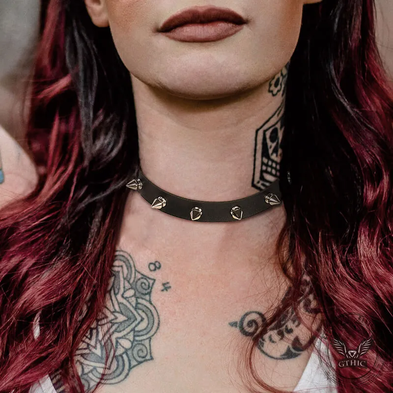 Punk Leather Alloy Gothic Choker Necklace sold by GTHIC product image thumbnail 2