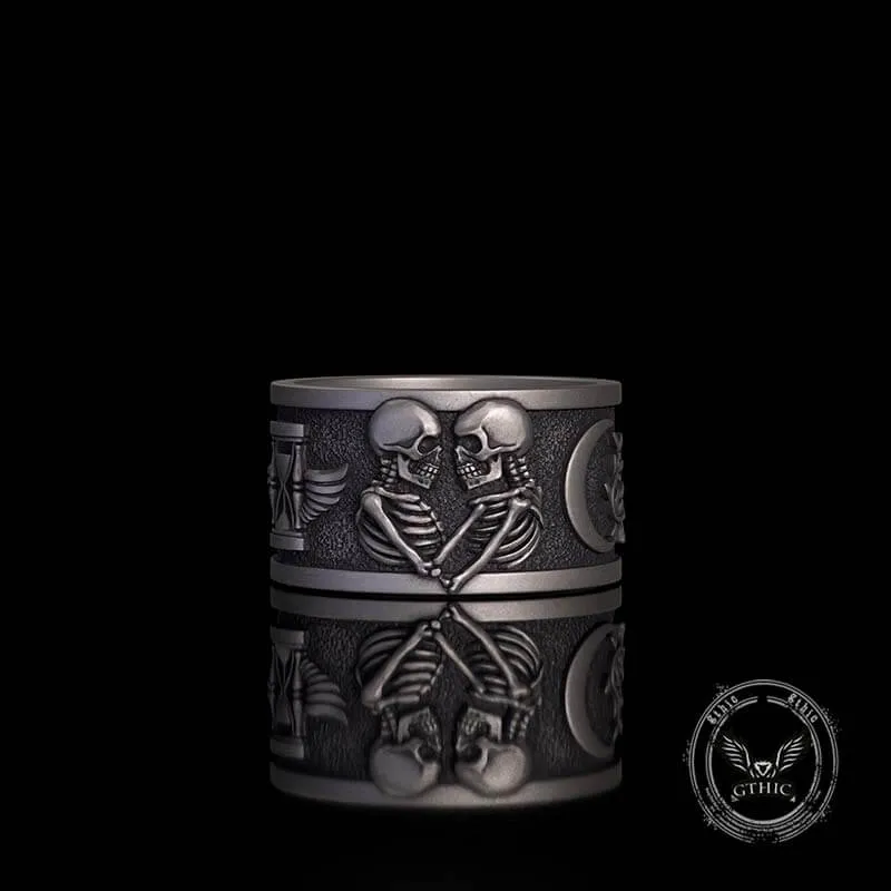 Forever More Wings Hourglass Moon Sterling Silver Skull Ring sold by GTHIC product image thumbnail 2