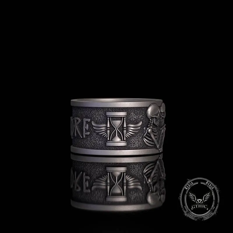 Forever More Wings Hourglass Moon Sterling Silver Skull Ring sold by GTHIC product image thumbnail 4