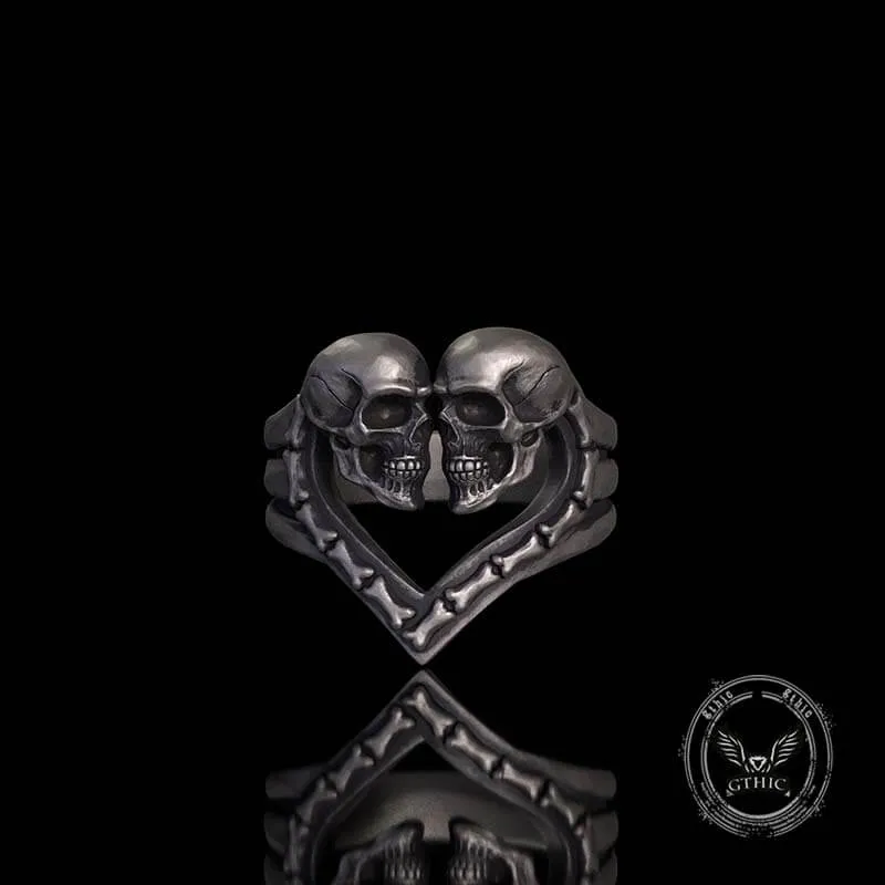 Till Death Do Us Part Skull Heart Sterling Silver Ring sold by GTHIC product image thumbnail 2