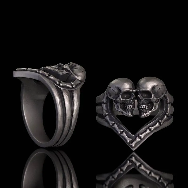 Till Death Do Us Part Skull Heart Sterling Silver Ring sold by GTHIC