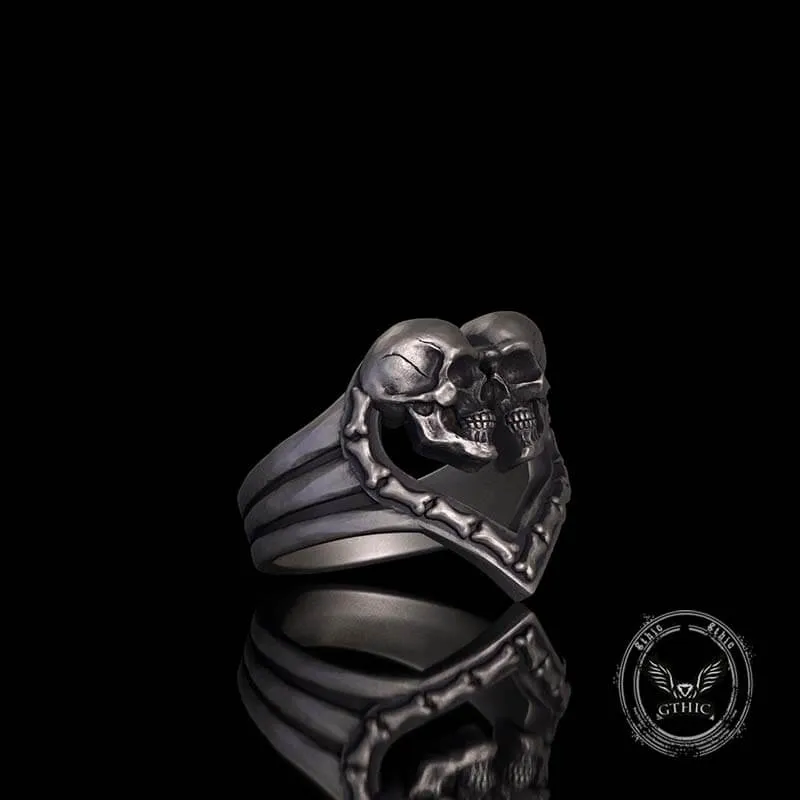 Till Death Do Us Part Skull Heart Sterling Silver Ring sold by GTHIC product image thumbnail 3