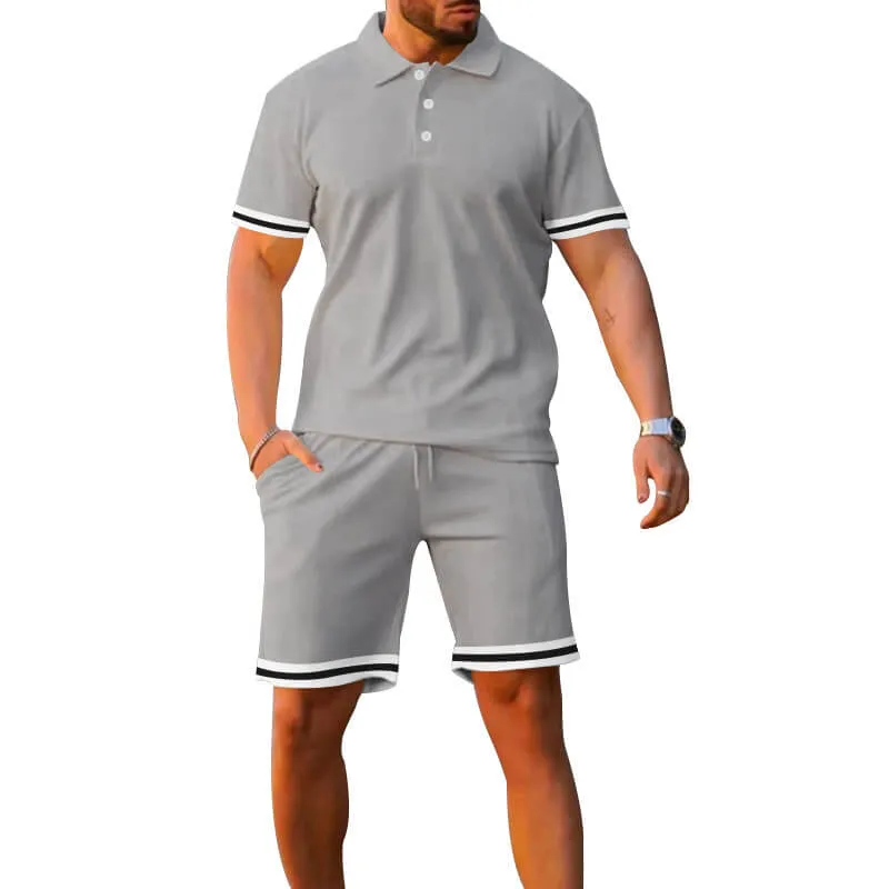 Fashion Striped Polo Shirt Shorts Sports Set sold by GTHIC product image thumbnail 3