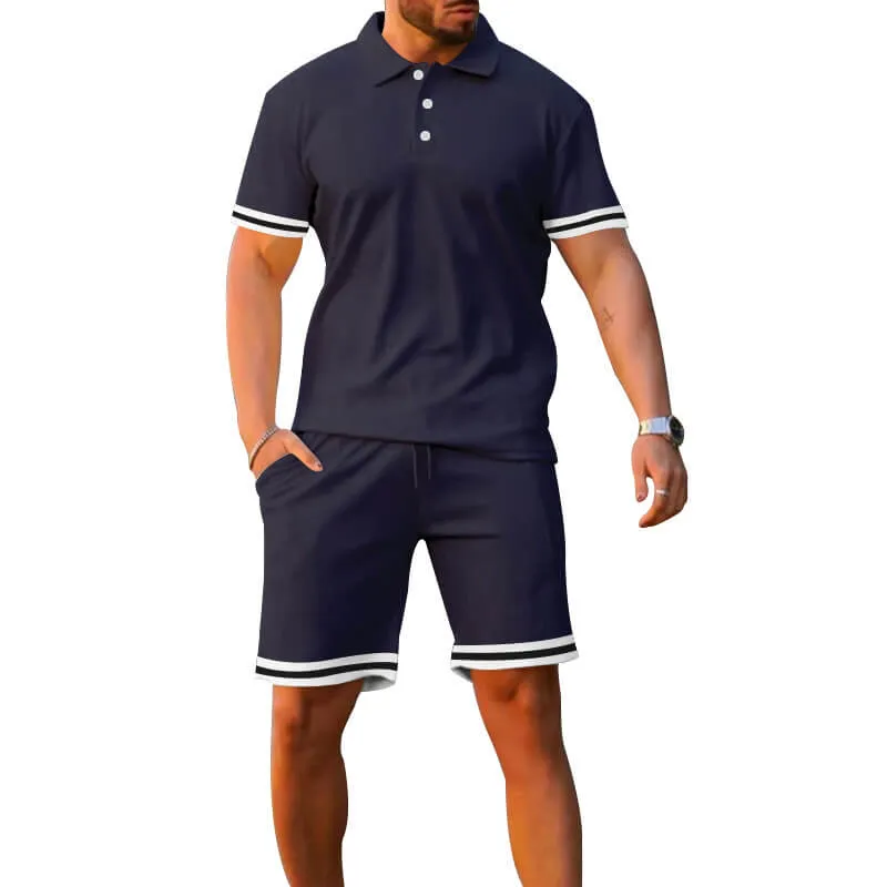 Fashion Striped Polo Shirt Shorts Sports Set sold by GTHIC product image thumbnail 2