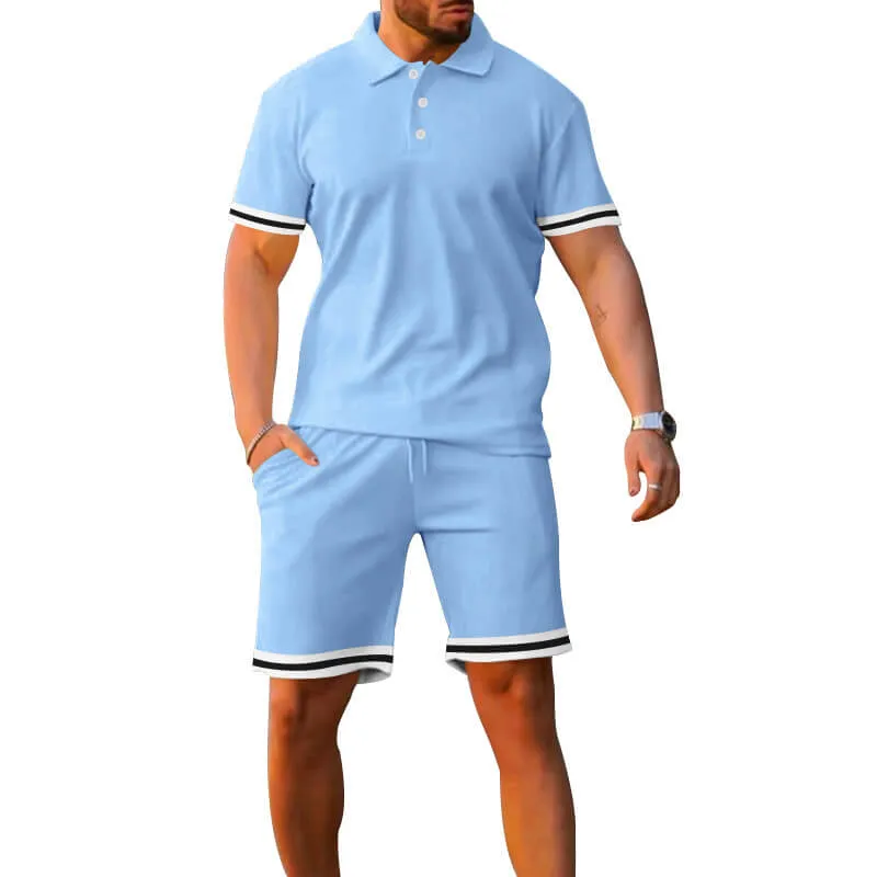 Fashion Striped Polo Shirt Shorts Sports Set sold by GTHIC product image thumbnail 4