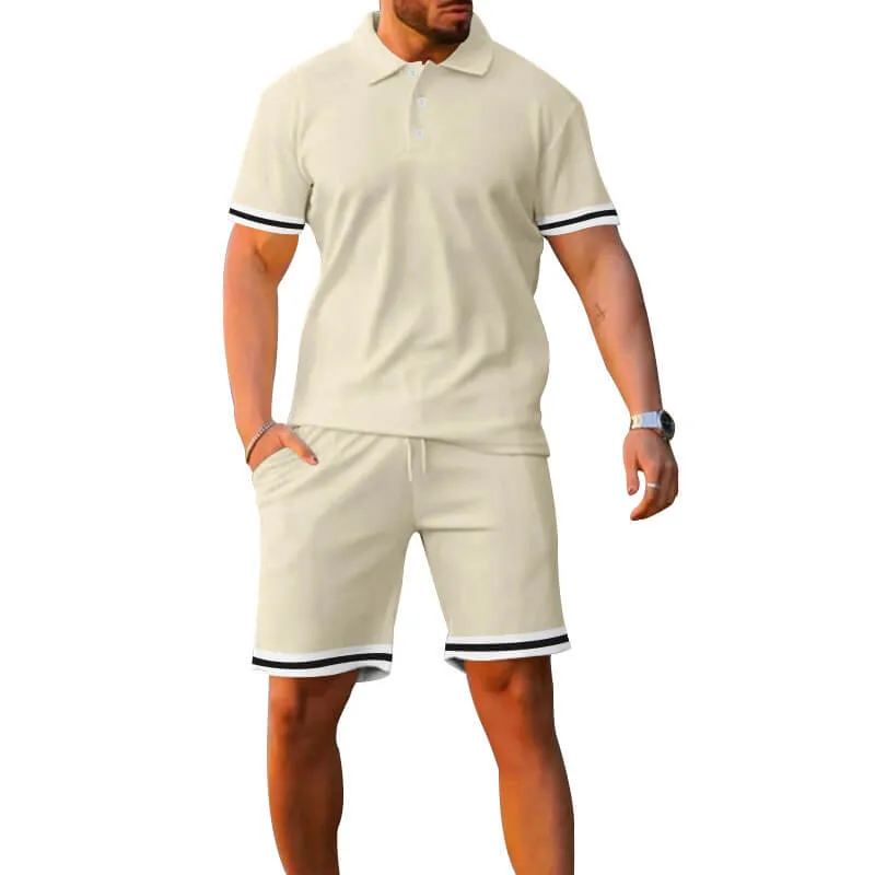 Fashion Striped Polo Shirt Shorts Sports Set sold by GTHIC product image thumbnail 5