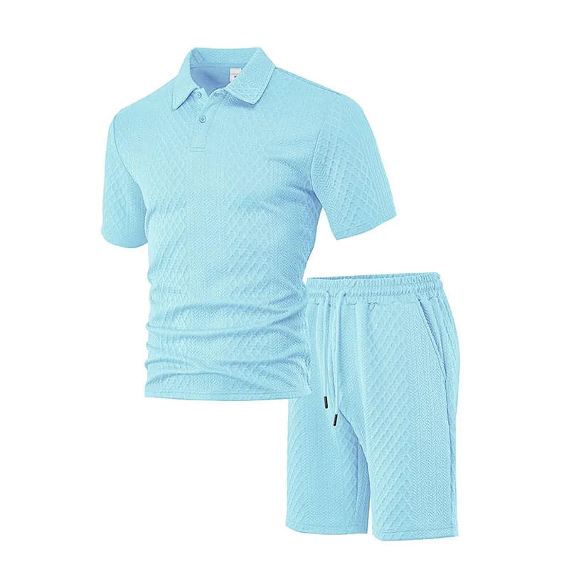 Casual Breathable Jacquard Polo Shirt Shorts Set sold by GTHIC product image thumbnail 5