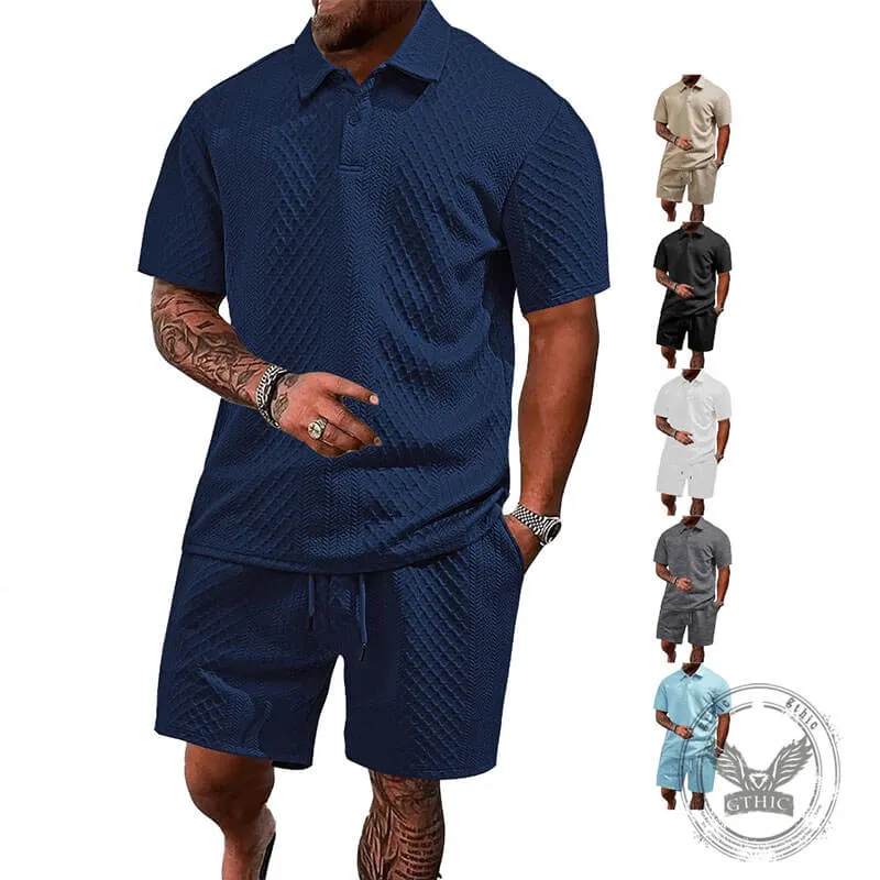Casual Breathable Jacquard Polo Shirt Shorts Set sold by GTHIC product image thumbnail 2