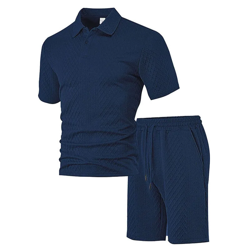 Casual Breathable Jacquard Polo Shirt Shorts Set sold by GTHIC product image thumbnail 4
