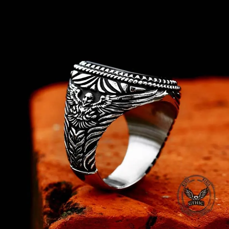 Vintage Black Onyx Eagle Stainless Steel Ring sold by GTHIC product image thumbnail 3