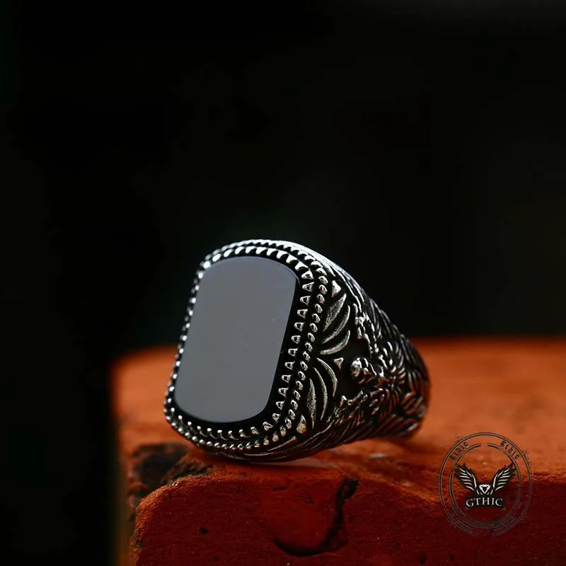 Vintage Black Onyx Eagle Stainless Steel Ring sold by GTHIC product image thumbnail 4
