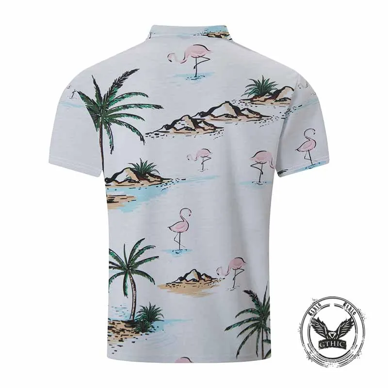 Versatile Holiday Island Print Short Sleeve Polo Shirt sold by GTHIC product image thumbnail 2