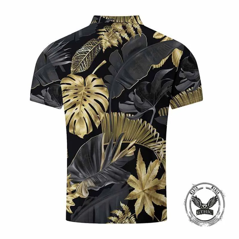 Fashion Tropical Plant Print Short Sleeve Polo Shirt sold by GTHIC product image thumbnail 2