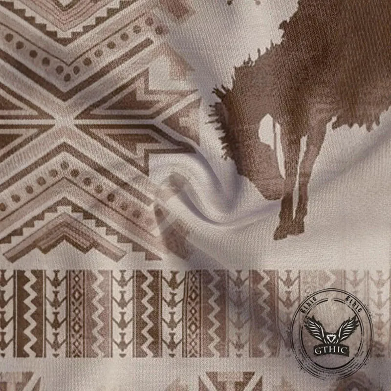 Retro Western Cowboy Print Short Sleeve Polo Shirt sold by GTHIC product image thumbnail 3