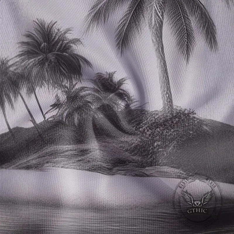 Retro Palm Tree Fashion Print Short Sleeve Polo Shirt sold by GTHIC product image thumbnail 4